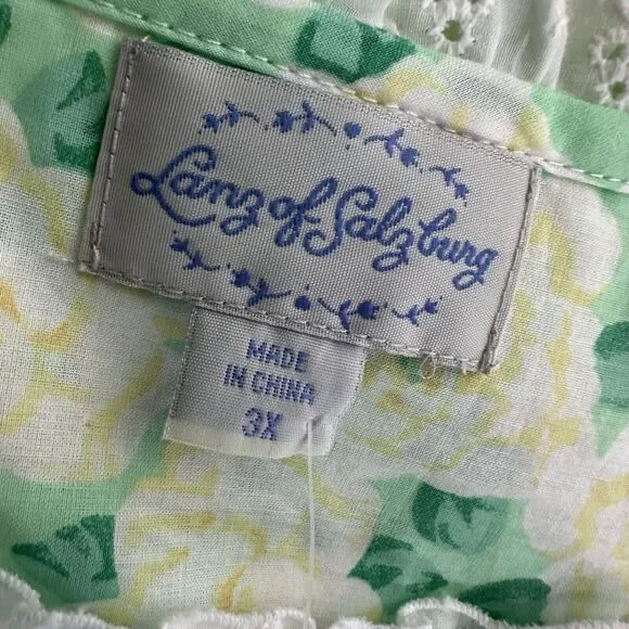 lanz of salzburg floral short Cap sleeve pockets long nightgown Plus Size 3X - Picture 7 of 11